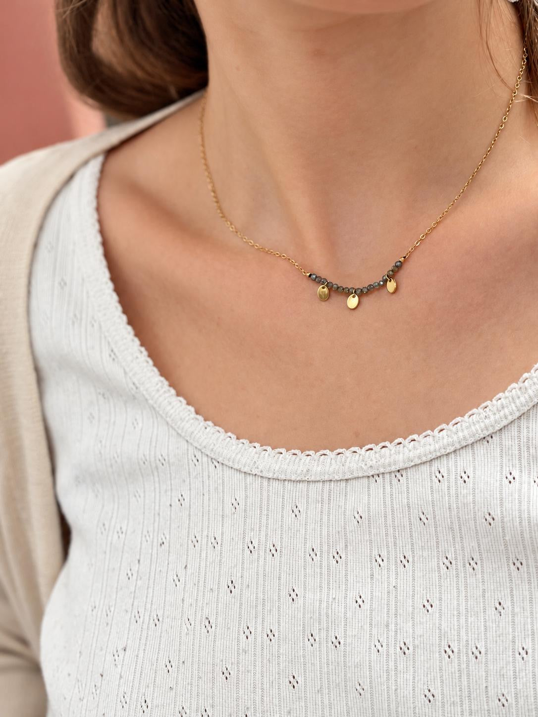 Collier Pastilles & Perles Grises Glaia Collection