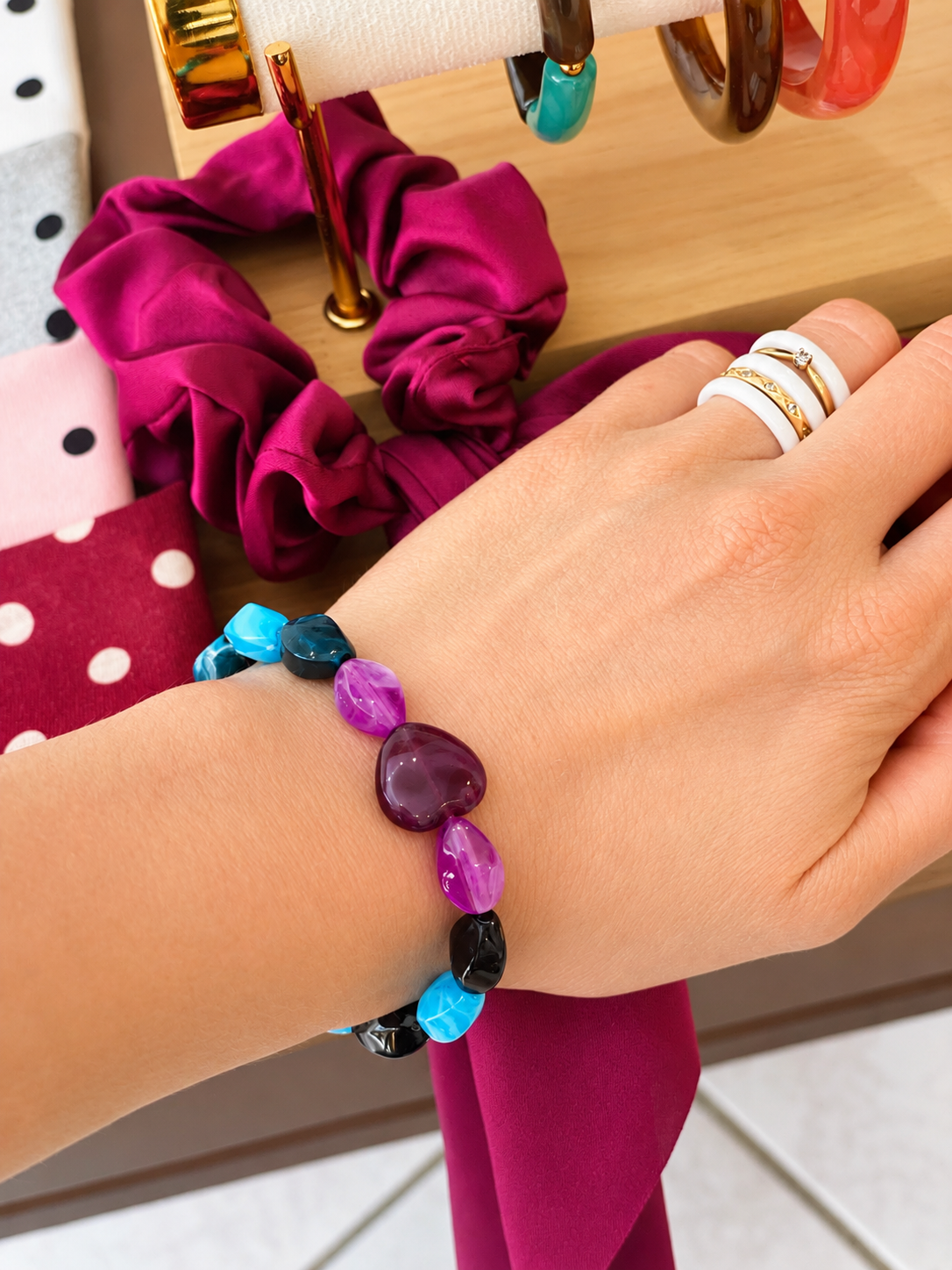 Bracelet resine bleu et violet Glaia Collection