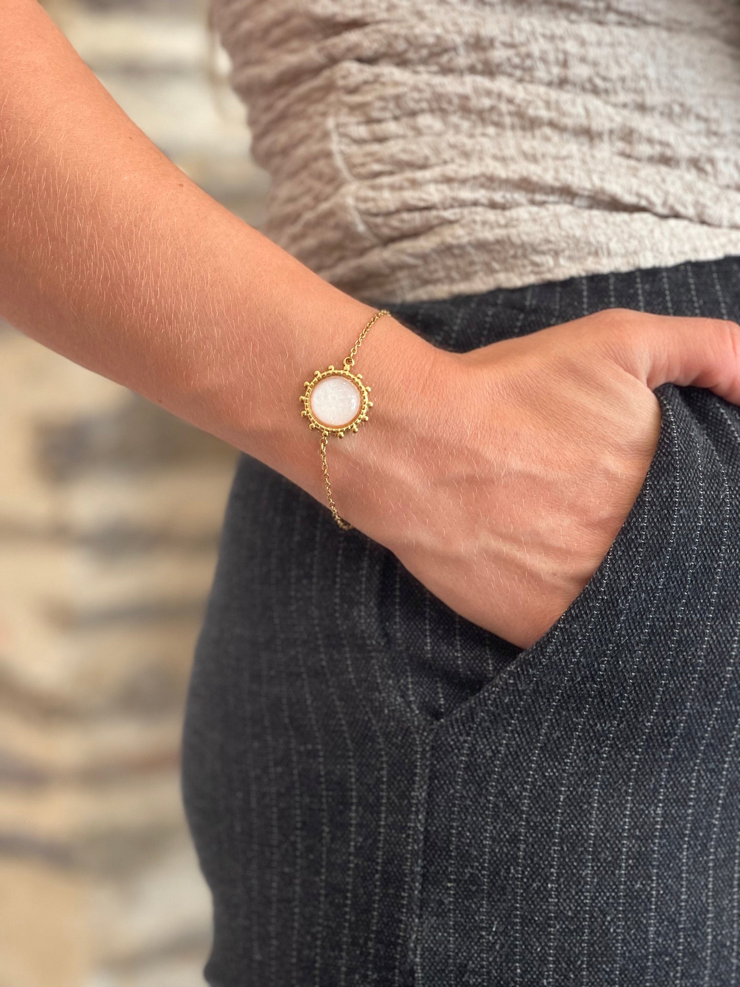 Bracelet Satine pierre rose Glaia Collection