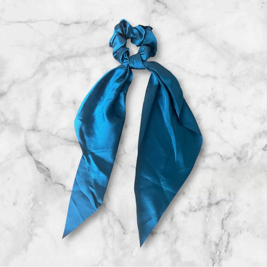 Chouchou foulard Lio en satin Bleu canard Glaia Collection