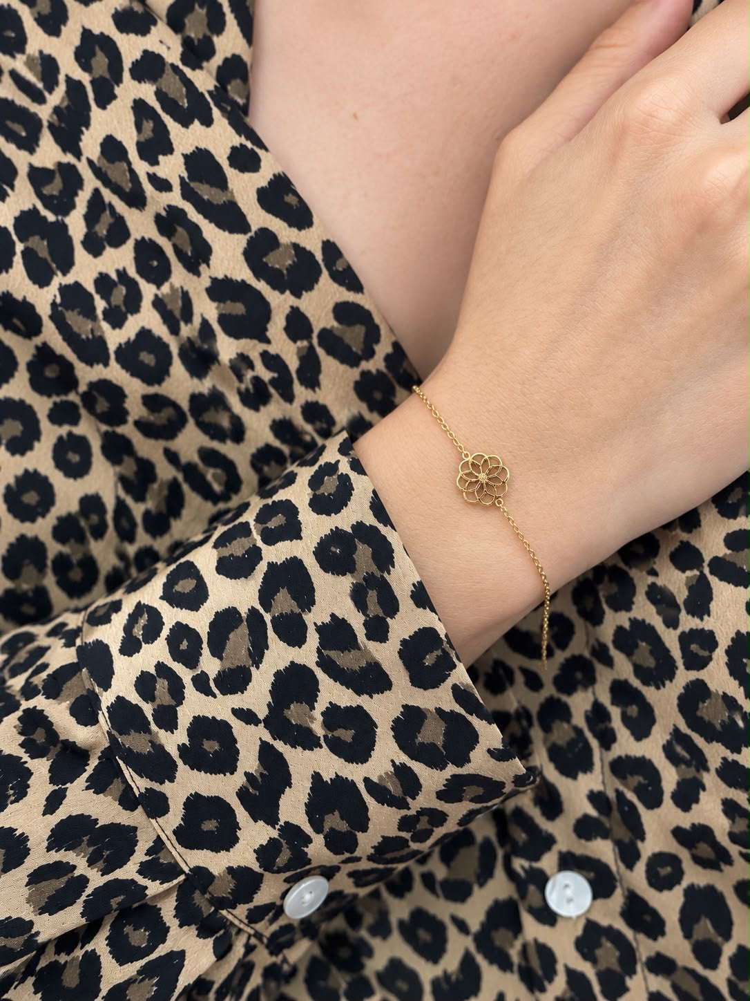 Bracelet Fleur — chaîne fine dorée, 3 modèles au choix Glaia Collection