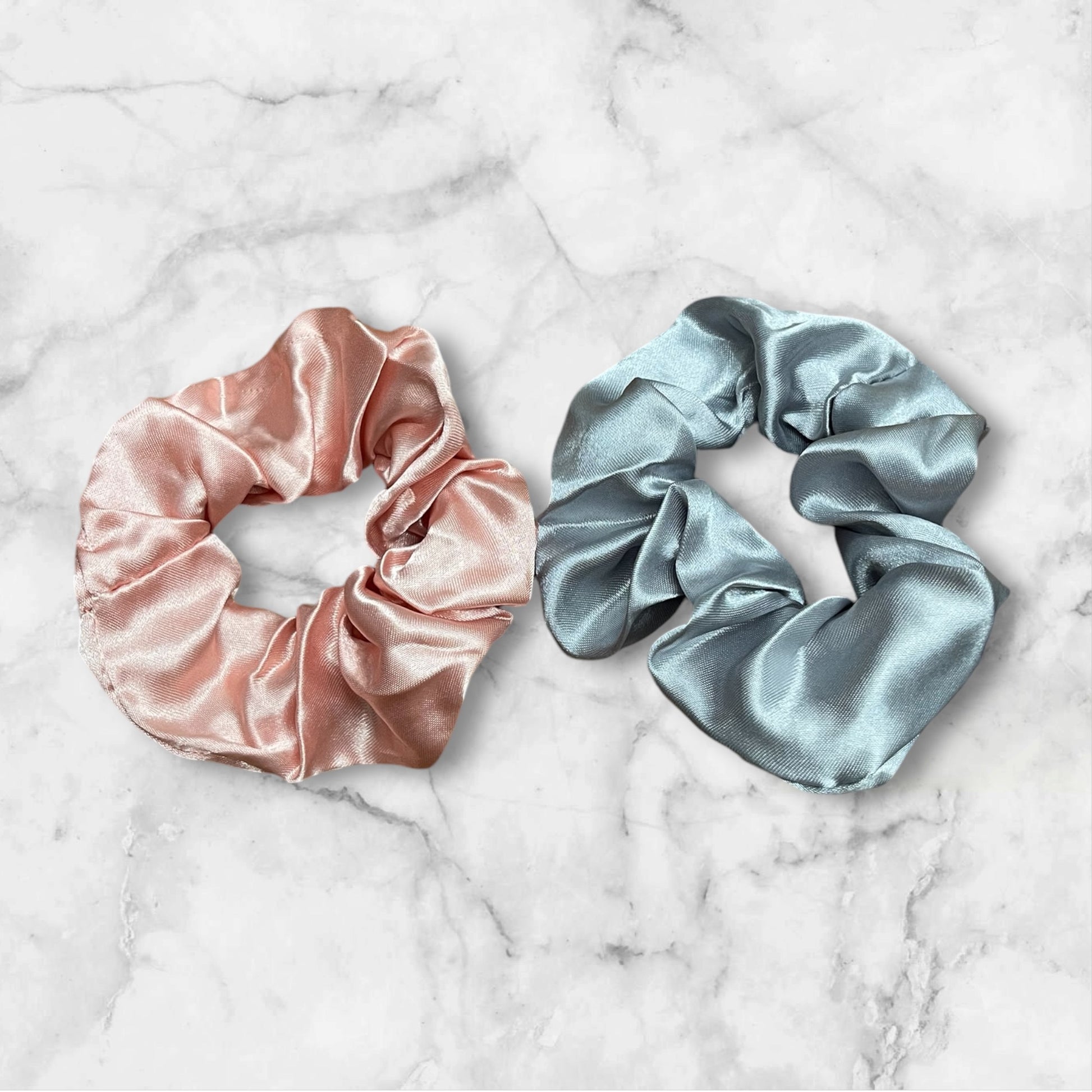 Duo chouchous Eve en satin Gris/Rose poudré Glaia Collection