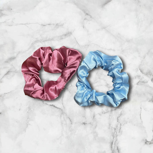 Duo chouchous Eve en satin Bleu/Rose Glaia Collection