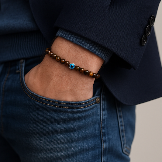 Bracelet Homme Œil Protecteur en pierres naturelles Glaia Collection