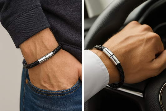 Bracelet Homme Cuir Tressé – Fermoir Acier Glaia Collection