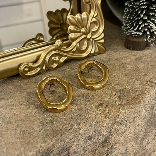 Boucles d’Oreilles Anneau Sculptural – Argenté Glaia Collection