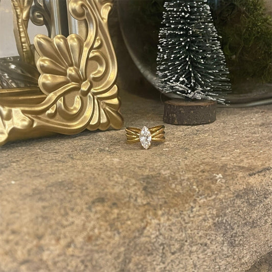 Bague Dorée Marquise – Acier Inoxydable & Zirconium Glaia Collection