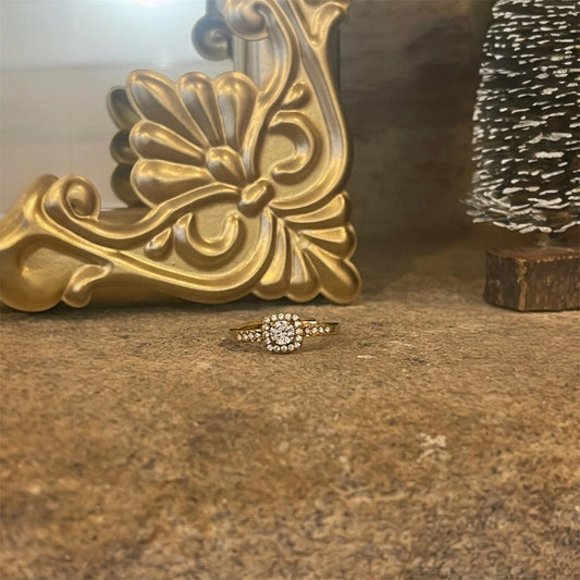 Bague Dorée Halo – Zirconium Étincelant Glaia Collection