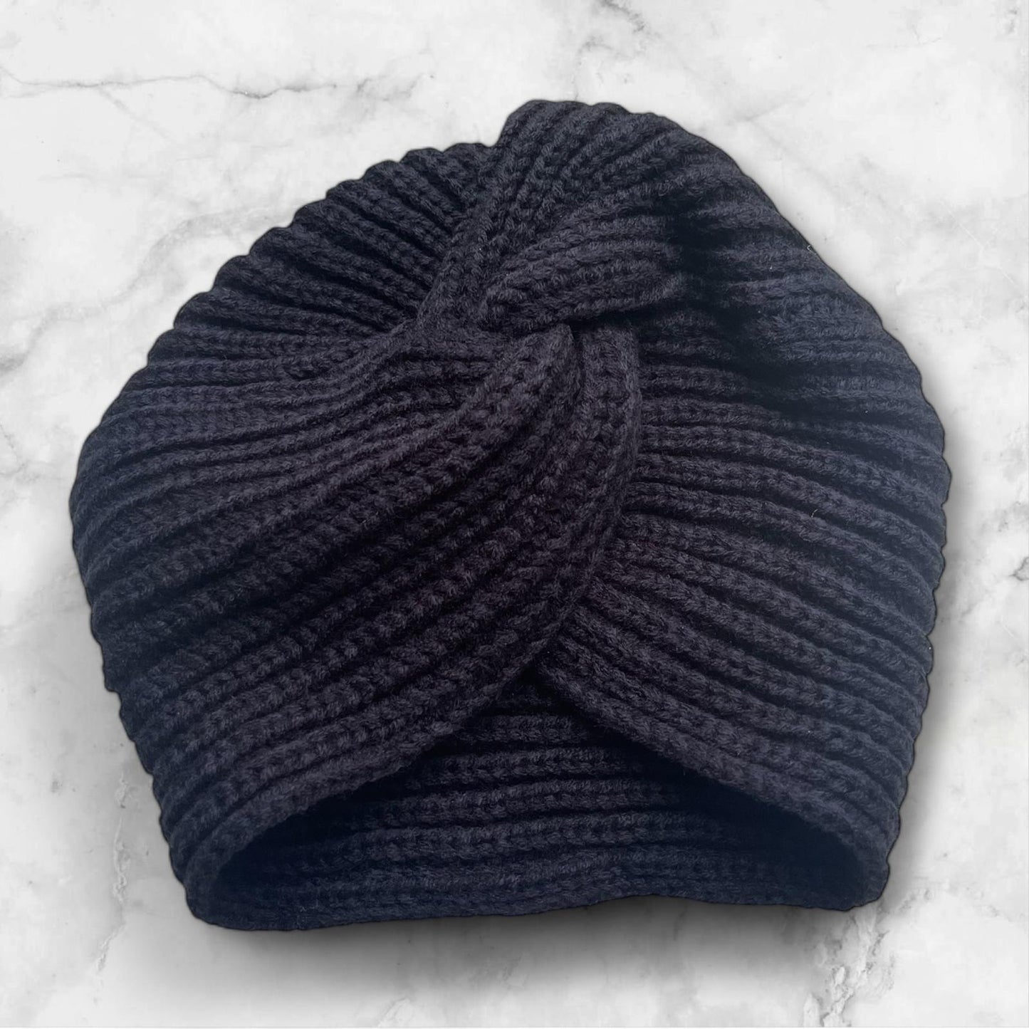 Bonnet-Turban Anastasia en laine Noir Glaia Collection