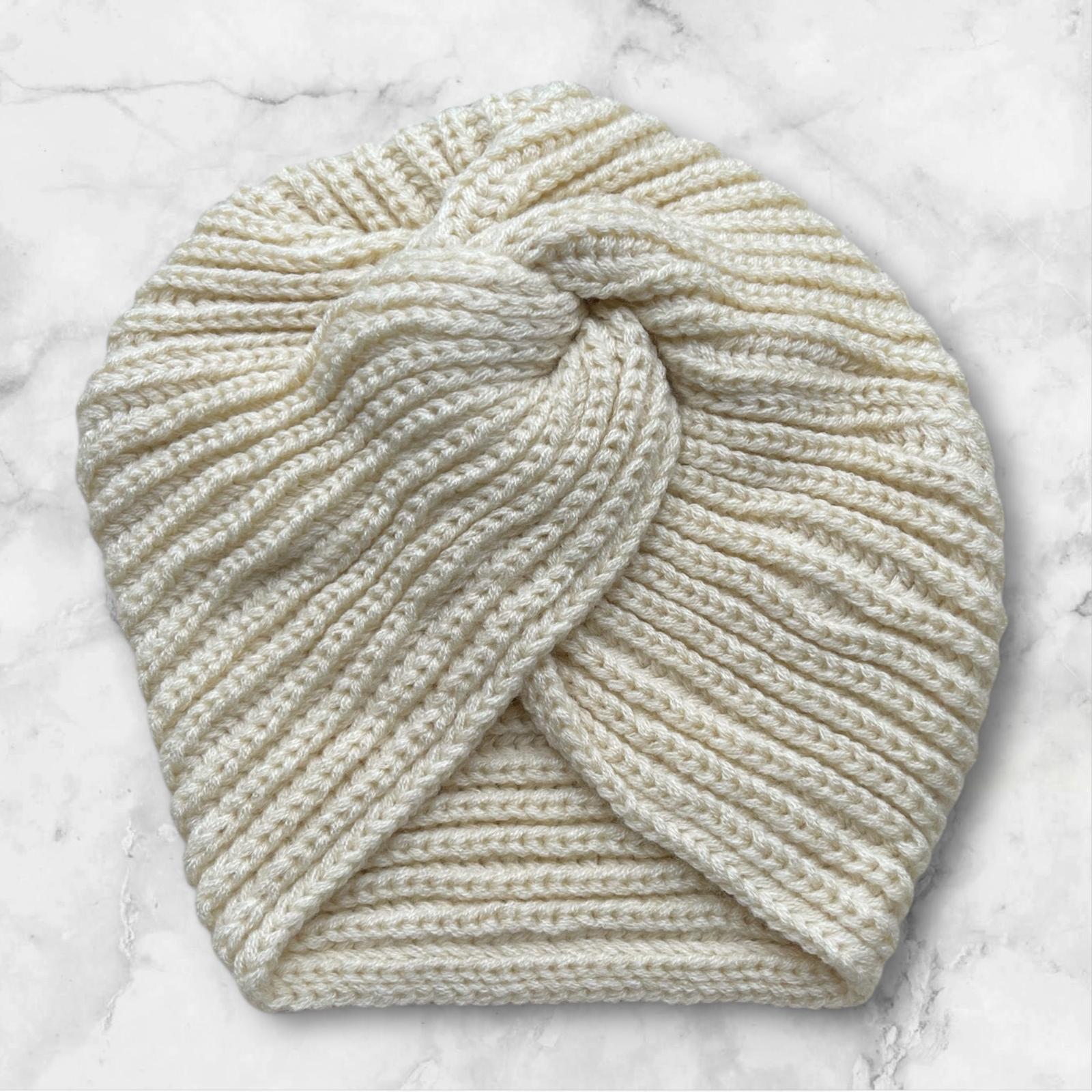 Bonnet-Turban Anastasia en laine beige Glaia Collection