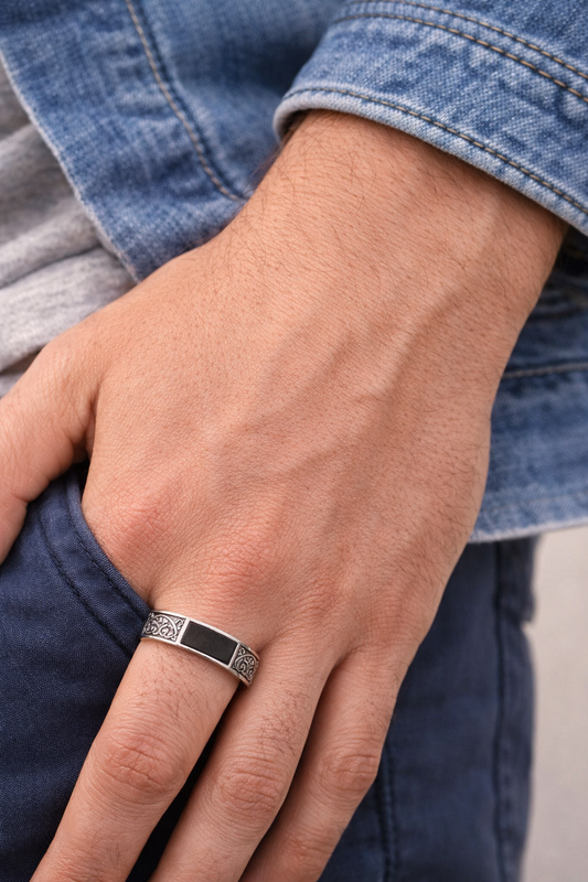 Bague Homme Argent & Onyx – Éclipse Glaia Collection