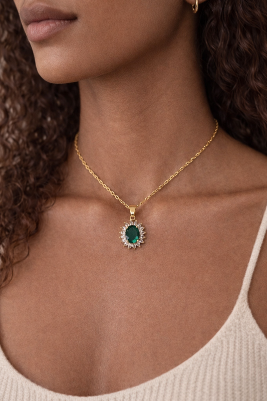 Collier Émeraude Soleil Doré