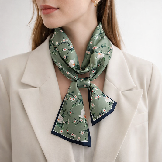 Foulard Fleuri Vert Sauge