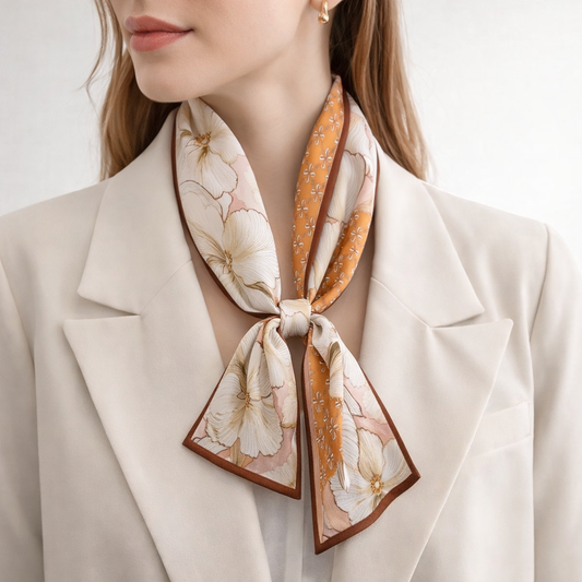 Foulard Floral Beige & Ambre