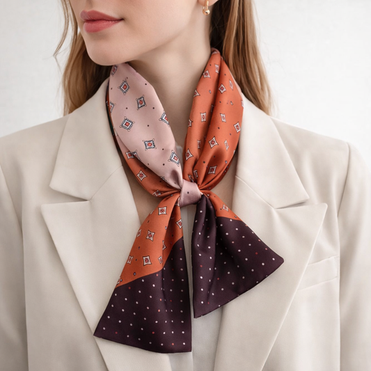 Foulard Graphique Terracotta & Rose