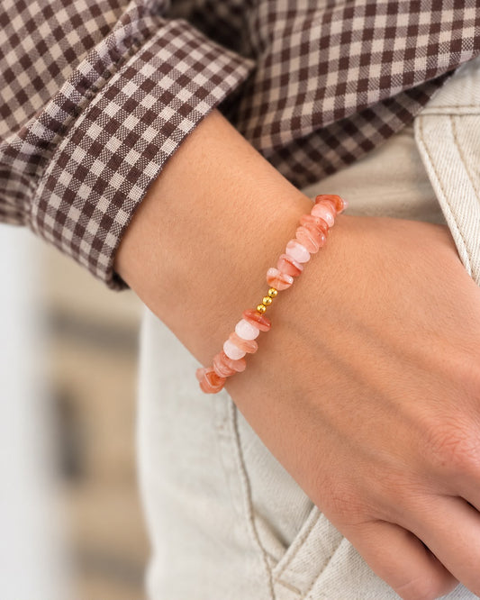Bracelet Pierre Rose — éclats de pierre naturelle, création Lolita Glaia Collection